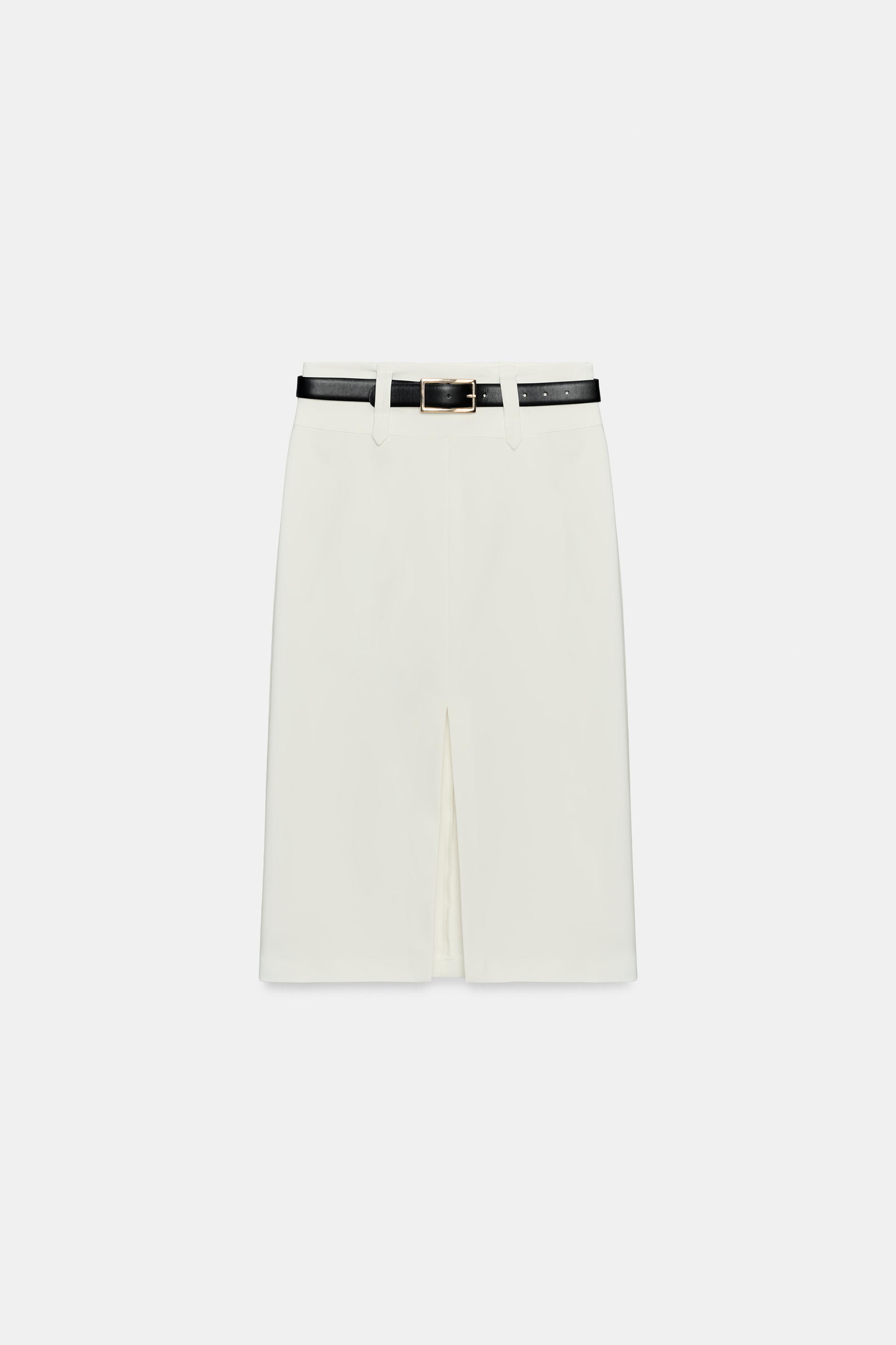 JUPE MI-LONGUE TUBE AVEC CEINTURE